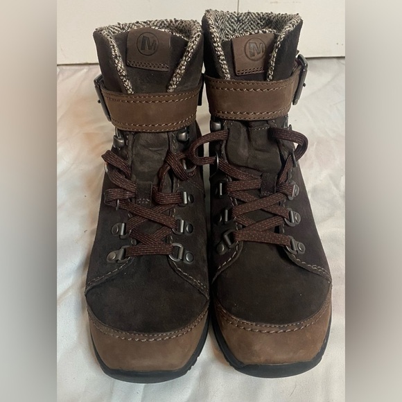 NWOT Merrell Pravina Women’s Lace Up Suede Brown Boots Size 6.5 - Picture 2 of 5